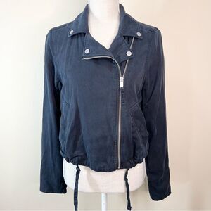 Abercrombie & Fitch Black Drapey Moto Lyocell Jacket Medium
